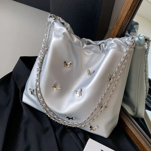 Ingvn  Fashion Chain Butterfly Ladies Shoulder Bags Large Capacity Women's Casual Tote Underarm Bag Commuter Female Travel Handbags
