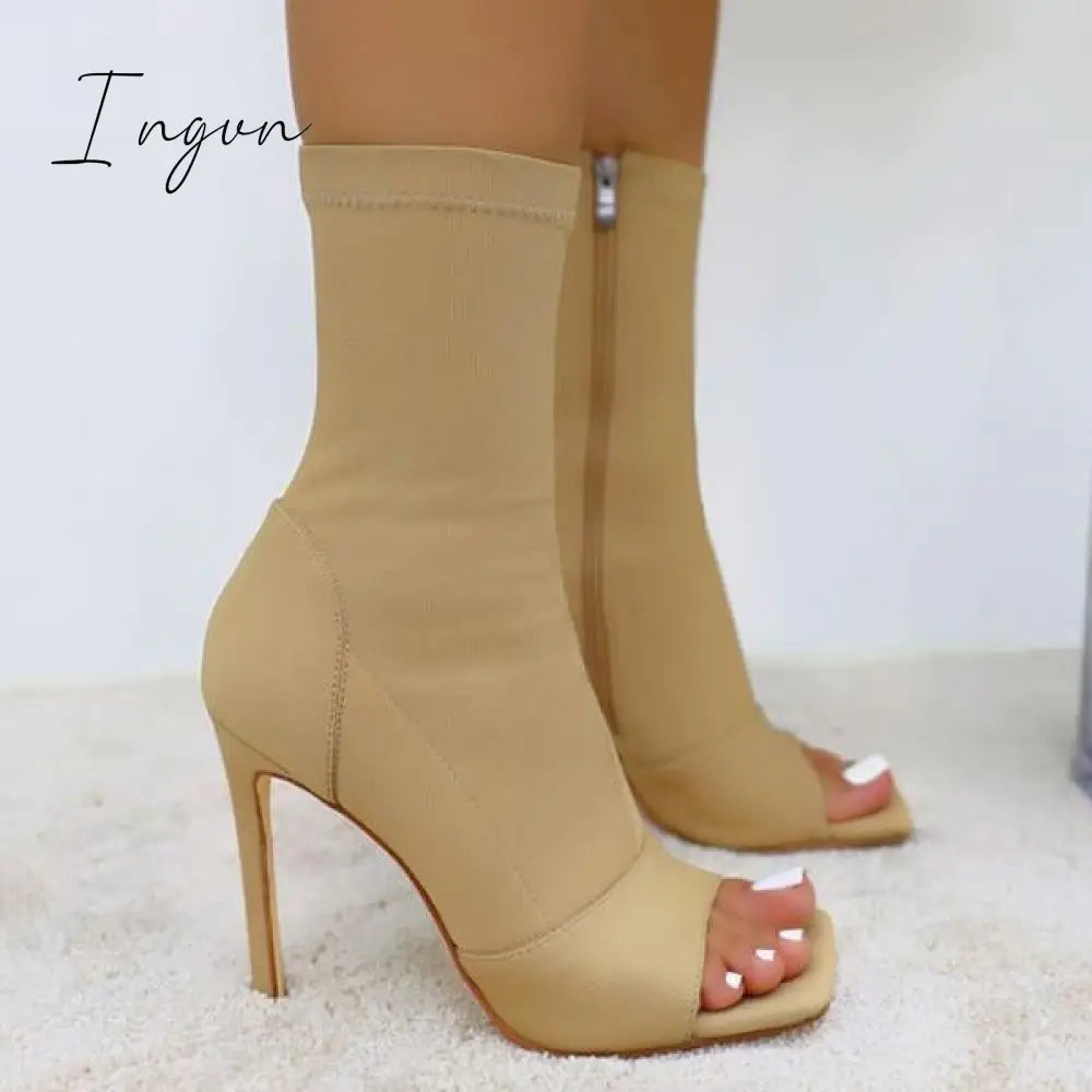 Ingvn - Peep Toe Ankle Boots