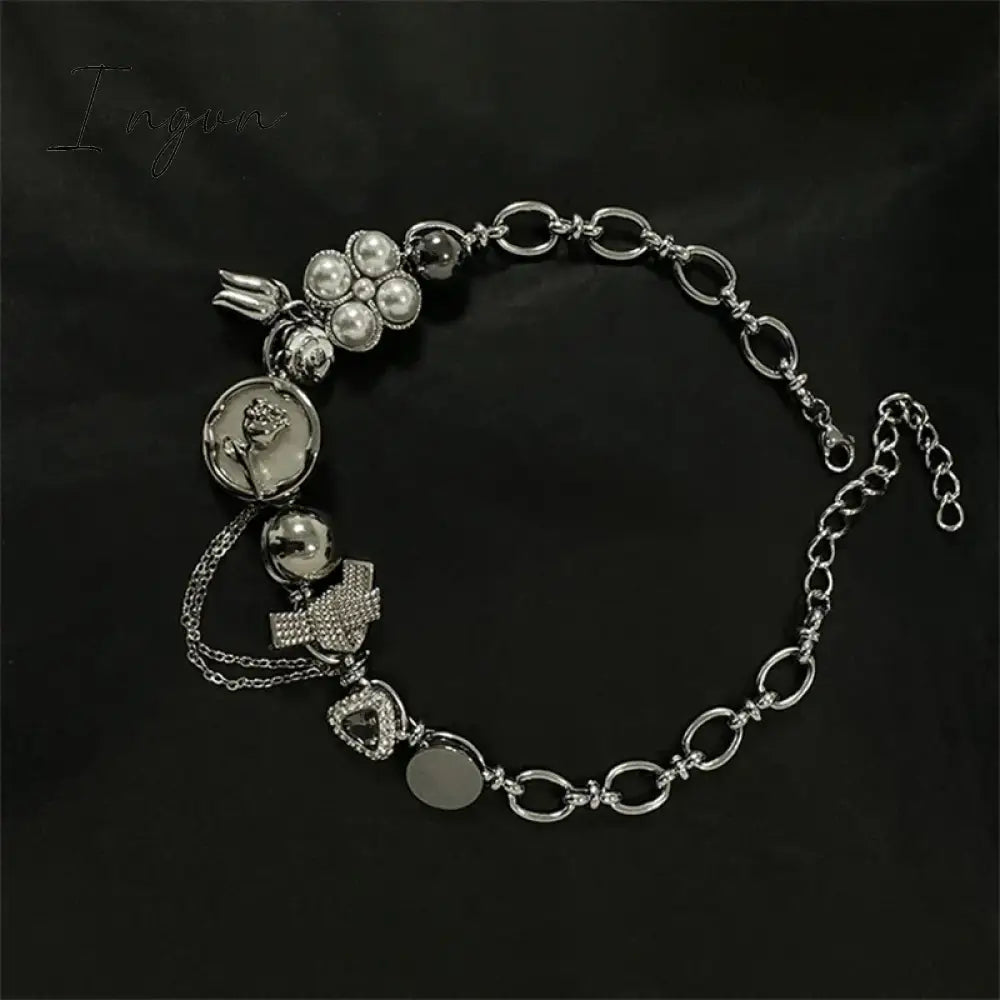 Vintage Bowknot Flower Zircon Choker Necklace for Women Punk Chinese Style Retro Short Neck Chain Unusual Y2K Fashion Jewelry
