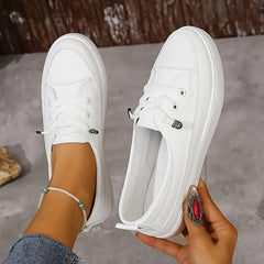Comfortable White Slip-On Sneakers - Ultra-Comfortable Design, Easy Slip-On Style, Low-Profile Top for Casual Look, Versatile for Various Occasions - Designed Specifically for Active Women, Perfect for Daily Errands, Outdoor