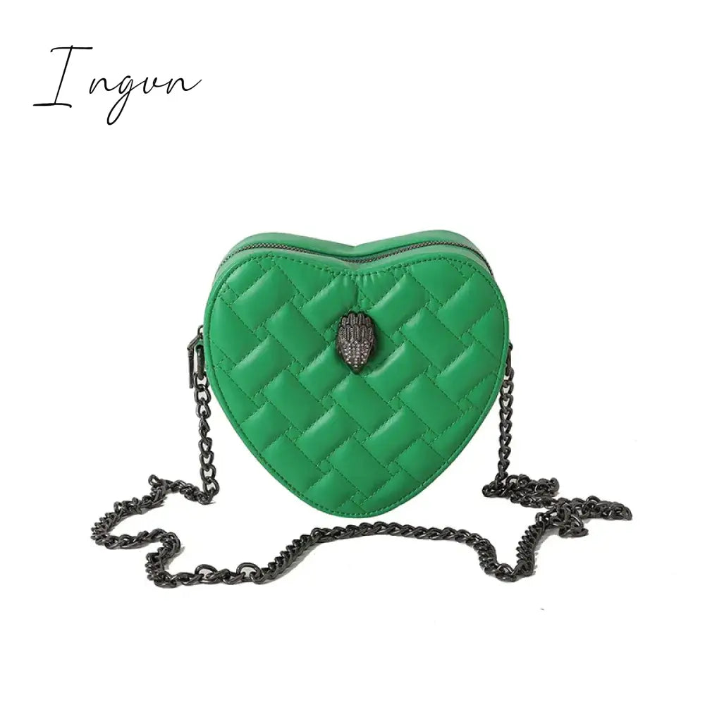 Ingvn - Women Simple Handbag Colorful Heart Shaped Bag 2024 Ladies Metal Shoulder Strap Crossbody Bag Eagle Pattern Design Rainbow Bag