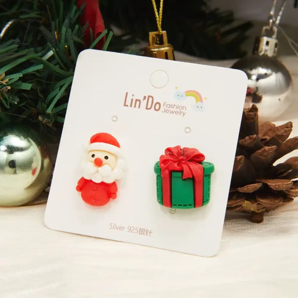 Moving Santa Claus Tassel Dangle Earrings For Women Christmas Tree Snowflake Asymmetric Long Chain Earring New Year Jewelry Gift