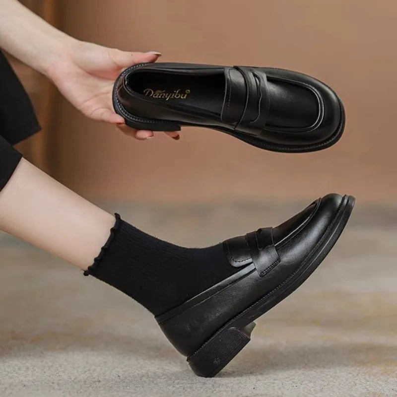 Woman Pumps Loafers Punk Round Toe Shoes for Women Stylish Genuine Mark E Trend Wholesale Footwear on Offer Casual Lastest