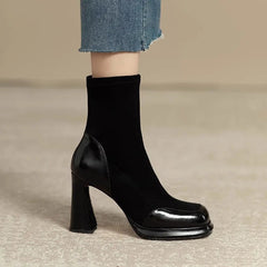 Ingvn  Vintage Women Ankle Boots Fashion Elegant Side Zippers Shoes Autumn Winter Thick Heel Laides Modern Short Booties