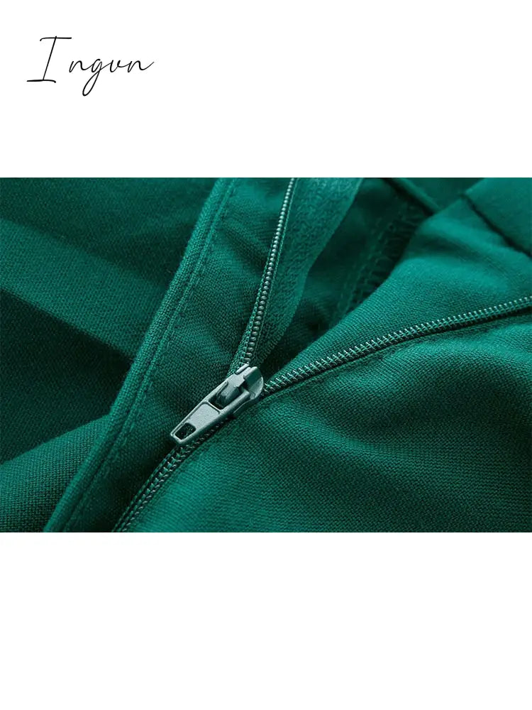 Ingvn - Women Fashion Solid High Waist Wide Leg Pants Suit Female Casual Front Zipper With Pockets Ladies Loose Long Trousers