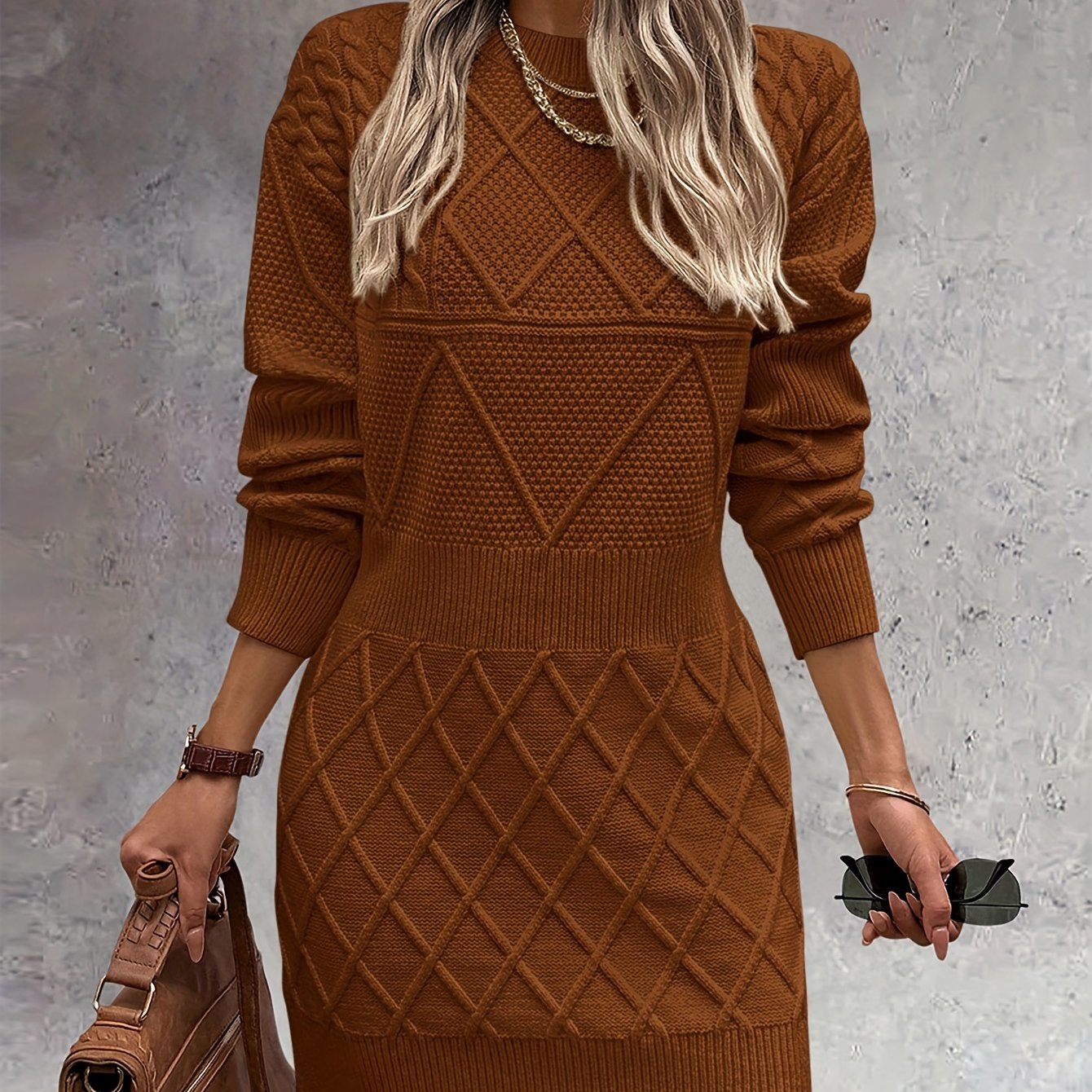 Women's Long Sleeve Short Sweater Dress Chunky Ribbed Knit Tunic Pullover Oversized Fall Sweaters