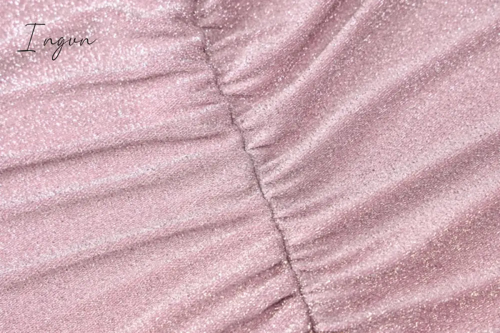 Ingvn - Bling Glitter Sequin Women Strap Mini Dress Ruched Lace Up Backless Bodycon Sexy Party Club Autumn Winter Elegant