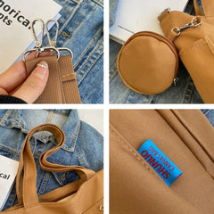 Ingvn  Simplicity Oxford Canvas Composite Shoulder Bag Solid Color Versatile Lazy Style Crossbody Bag Large Capacity Commuter Tote Bag