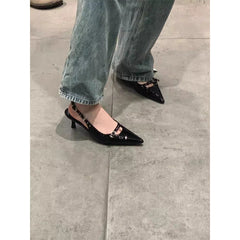 Closed toe sandals for women Summer new one-strap pointed stiletto heel lady fashion temperament bridesmaid high heels