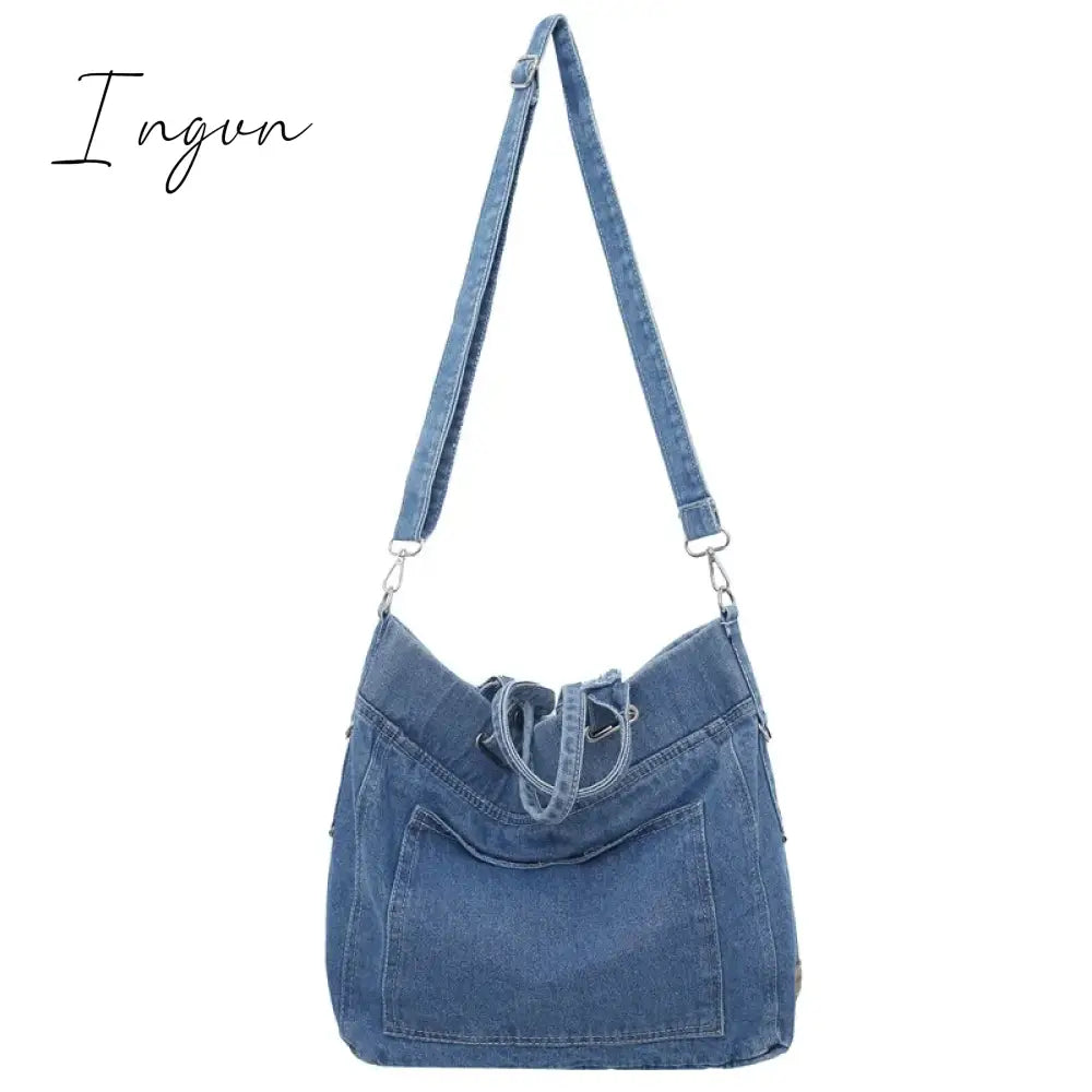 Ingvn - Denim Women's Bag 2024 New Eco Reusable Ladies Handbags Canvas Shopping Travel Shoulder Bags Unisex Jeans Crossbody Bag Shoppers
