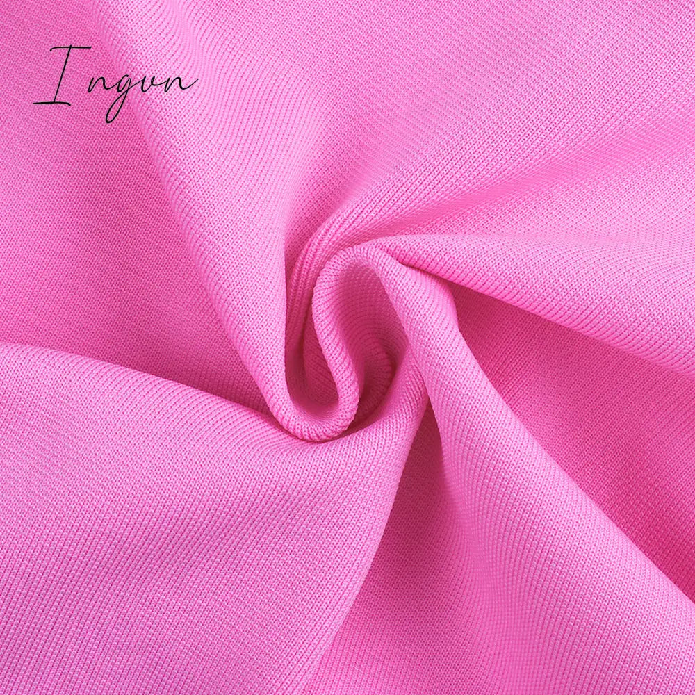 Ingvn - Dress for Women Summer Pink Bodycon Dress Sexy Cut Out Rayon White Black Red Club Party Dress Evening Outfits