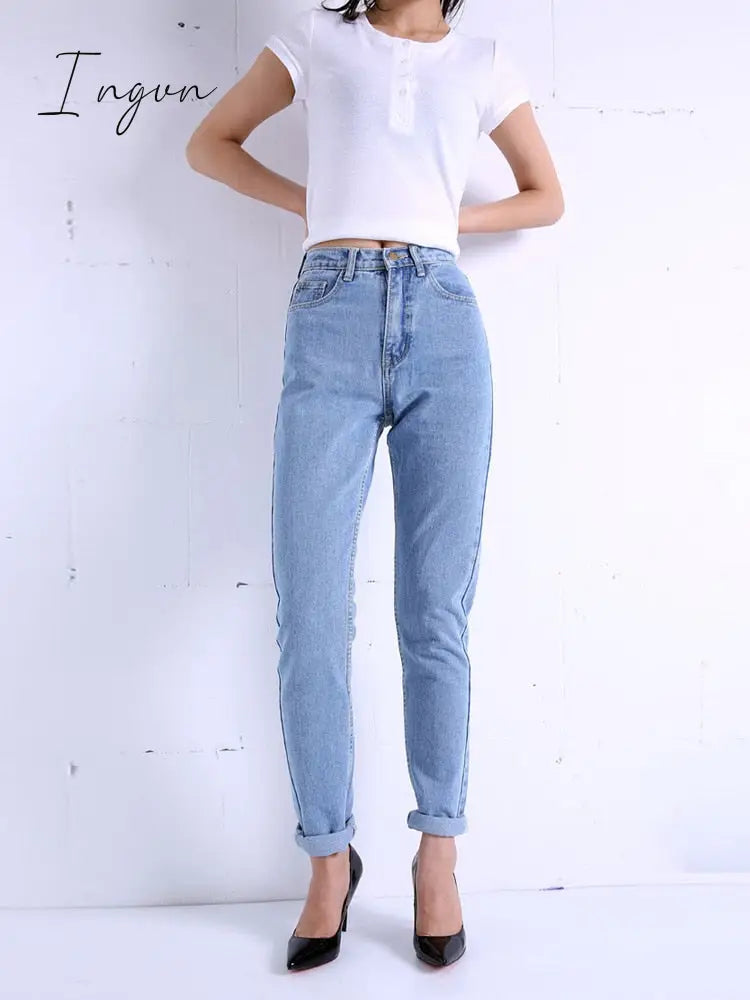 Ingvn - Harem Pants Vintage High Waist Jeans Woman Boyfriends Women's Jeans Full Length Mom Jeans Cowboy Denim Pants Vaqueros Mujer