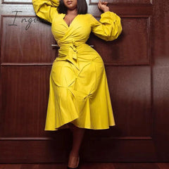 Ingvn - African Dresses For Women Fashion New Africa Summer New Style Puff Sleeve High Waist A line Elegant Night Party Vestidos