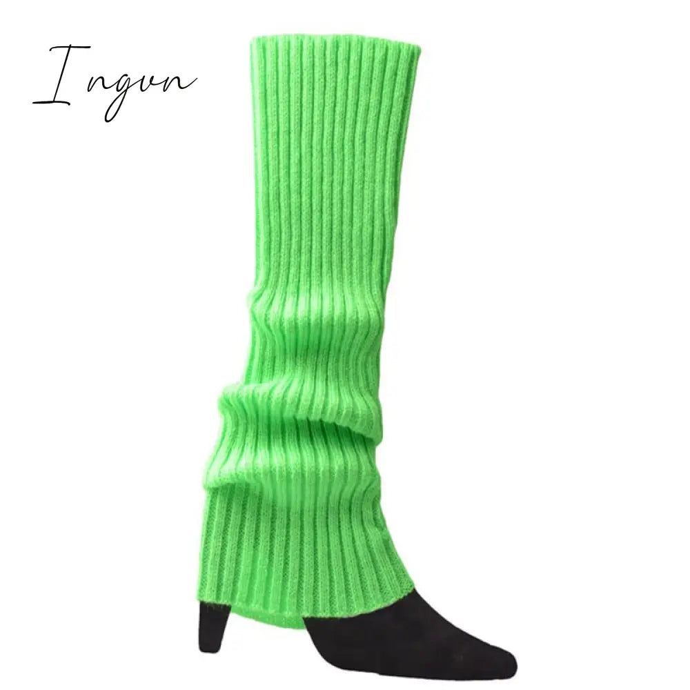 Ingvn - Lolita Leg Warmers Women Warm Winter Knit Foot Cover Crochet Knee Socks Warm Boot Cuffs Beenwarmers Japanese Long Socks