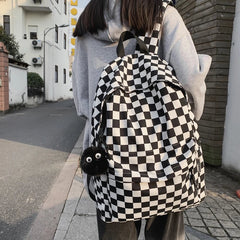 INGVN  Fashion Girls Plaid Backpack Waterproof Leisure Shoulder Bag Women Laptop Mochila Bookbag Travel Rucksack for Female