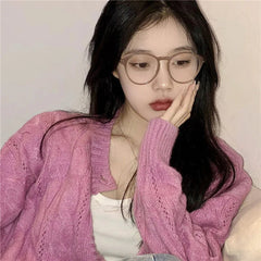 INGVN  Korean Literary Anti-blue Glasses Frame Women Fashion Glasses Men Contrasting Cute Decorative Glasses