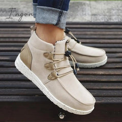 Ingvn - Casual Laced Front Ankle Boots