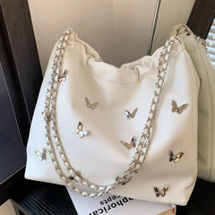 Ingvn  Fashion Chain Butterfly Ladies Shoulder Bags Large Capacity Women's Casual Tote Underarm Bag Commuter Female Travel Handbags