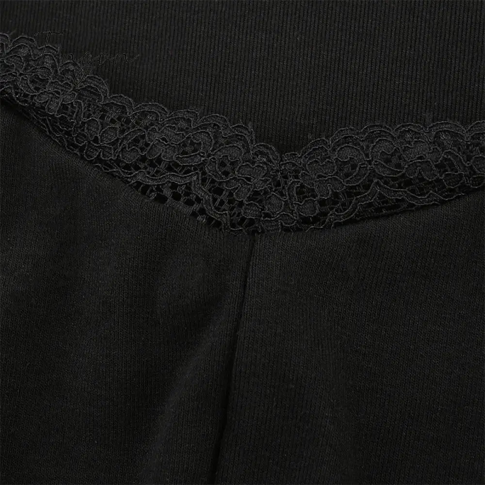 Ingvn - Women Winter Dress Women New Arrivals Sexy Long Sleeve Lace Split Black White Solid Party Dresses Vestidos