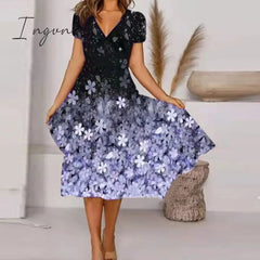 Ingvn - Short Sleeve Printed Dress