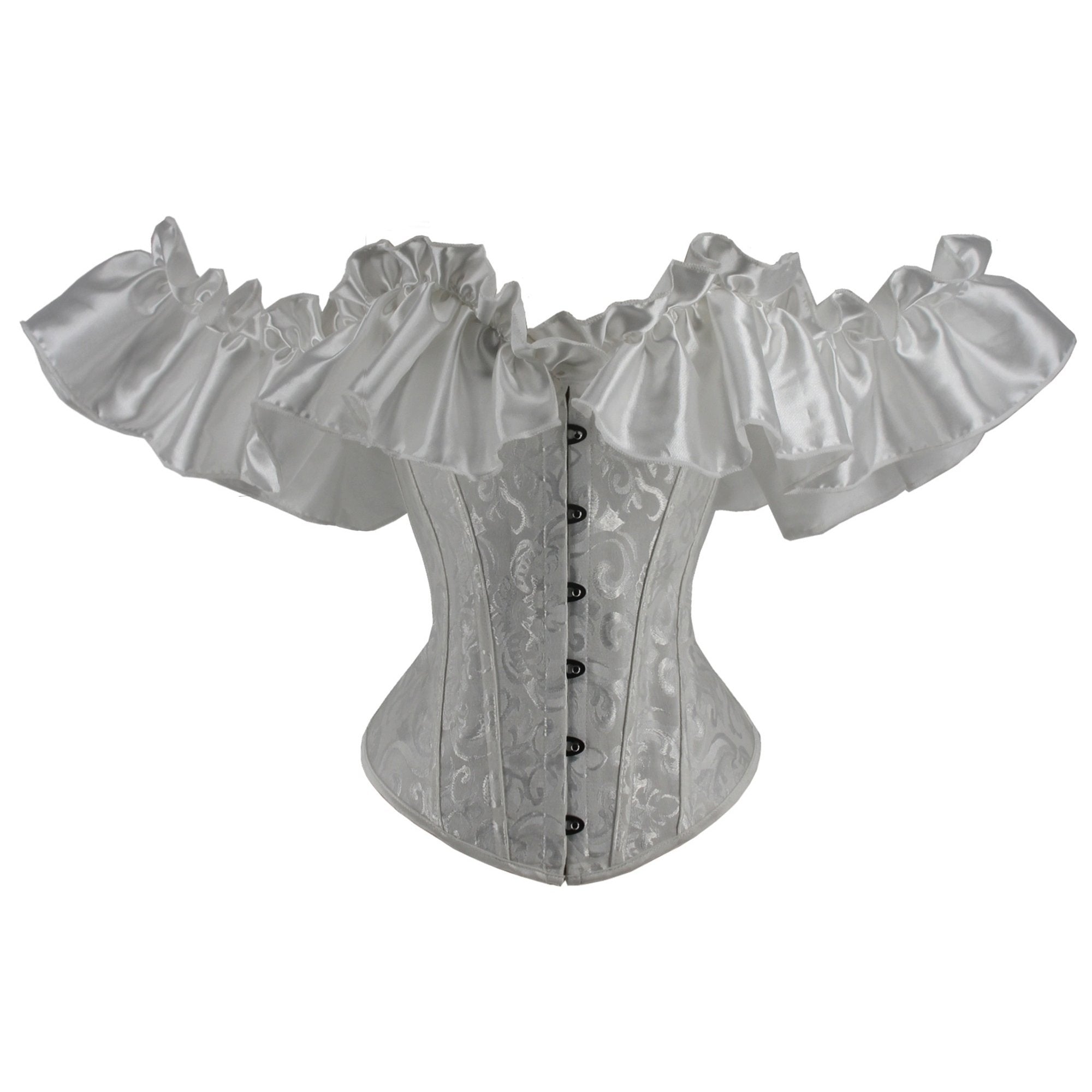 Elegant Black Ruffle Sleeve Corset Top – Chic Lace-Up & Stretch Bustier, Polyester Shapewear with Exaggerated Ruffle Detail for Women