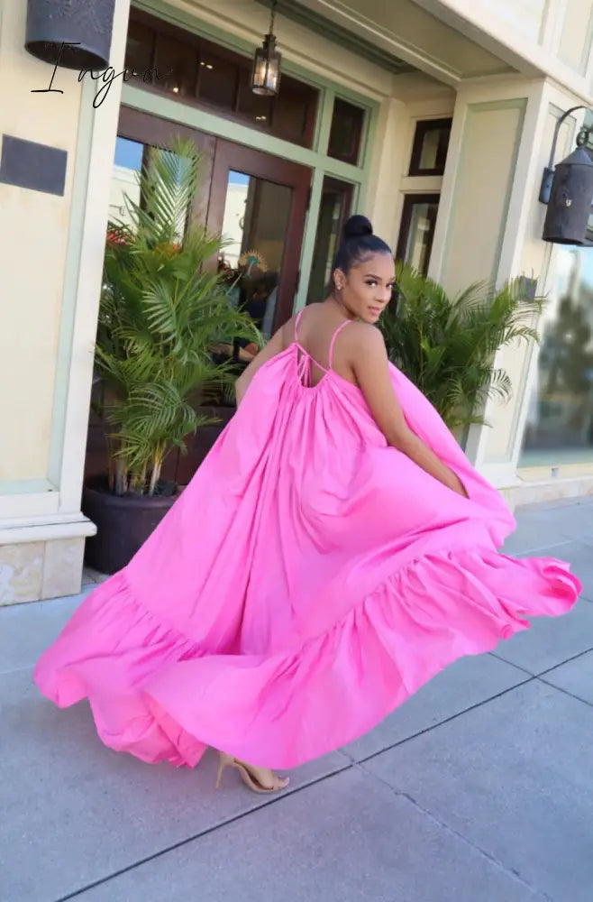 Ingvn - Tmustobe Sexy Sleeveless Solid Color Elegant Long Dress Women Summer Casual Fashion Plus Size Mid Waist Dress 11 Colors Female