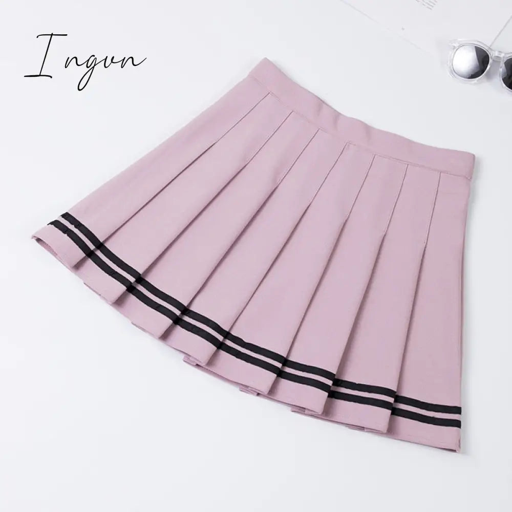 Ingvn - Y2k Summer Korean Fashion Short Women Skirt Casual Slim Elastic High-Waisted Striped Harajuku Pleated Plaid A-Line Mini Skirts