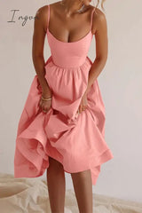 Ingvn - Sexy Solid Fold U Neck Sling Dress Dresses(3 Colors)