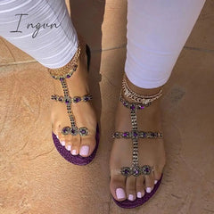 Ingvn - Jewelry Inlaid Fashion Transparent Sandals