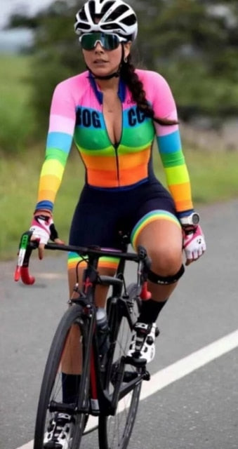 Voguable kafitt Cycling Sports Suit Women's Jumpsuit Summer Sunscreen Long Sleeve Shorts Triathlon Cycling Running Close Sexy