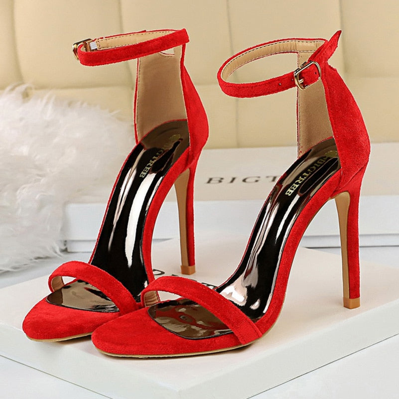 Women 9cm High Heels Crystal Sandals Wedding Bridal Stiletto Heels Sandles Glitter Prom Elegant Stripper Satin Strap Shoes