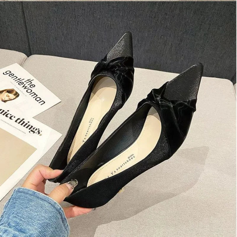 Ingvn  Shoes For Women  Stilito Pointed Toe White Ladies Summer Footwear With Medium Heels Office E Chic Elegant Offer Slip On A L