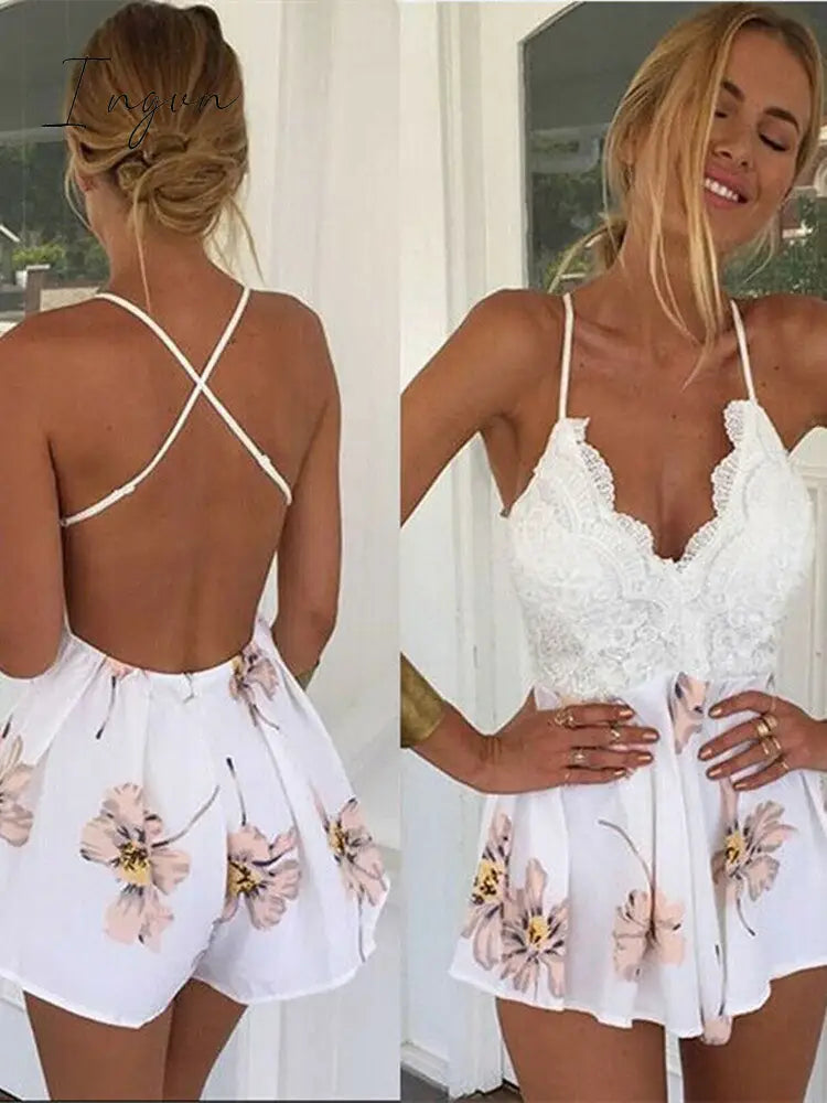 Ingvn - Holiday Summer Ladies Sexy V-Neck Sleeveless Jumpsuit Women Backless Bodycon Party Playsuit Fashion Casual Jumpsuit Romper