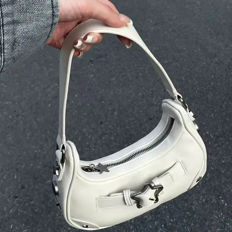 Ingvn  Vintage Belts Deco Women Shoulder Bags Designer Armpit Bag Punk Motorcycle Bag Luxury Pu Leather Lady Handbag
