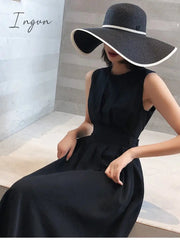 Ingvn - Women White Dress Black Fashion Elegant Party O-neck Sleeveless Vestido Tank Sundress Female spring summer