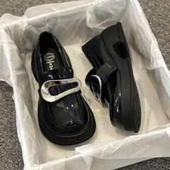 Platform Loafers Women Shoes College Style Thick Sole Round Toe Single Shoes Loafers Women Luxury Designer Pumps Vintage Shoes