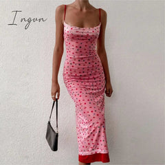 Ingvn - Sexy Ladies Sling Sleeveless Off-shoulder Floral Print A-line Dress Summer Sweet Women Beach Slim Dress Elegant Bodycon Vestidos