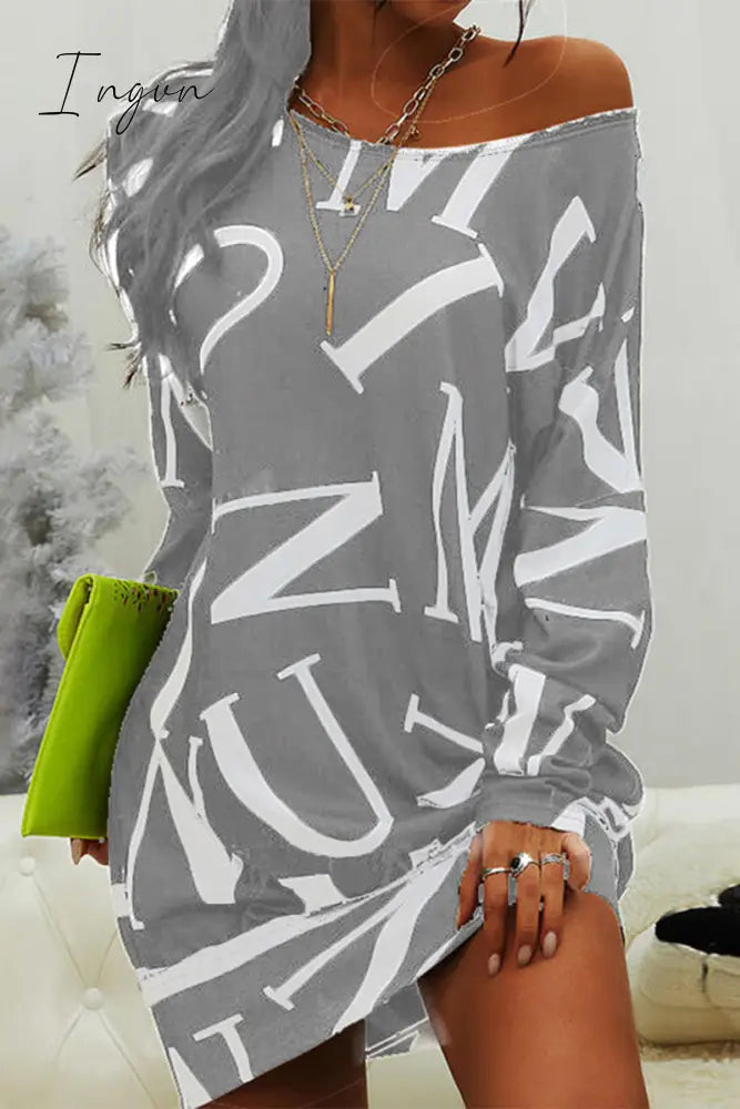 Ingvn - Casual Letter Printing O Neck A Line Dresses