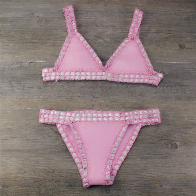 Voguable Crochet Swimsuit Bikinis Women's Swimming Suit Sexy Bandage Brazilian Bikini  Swimwear Women Bathing Suit Biquini