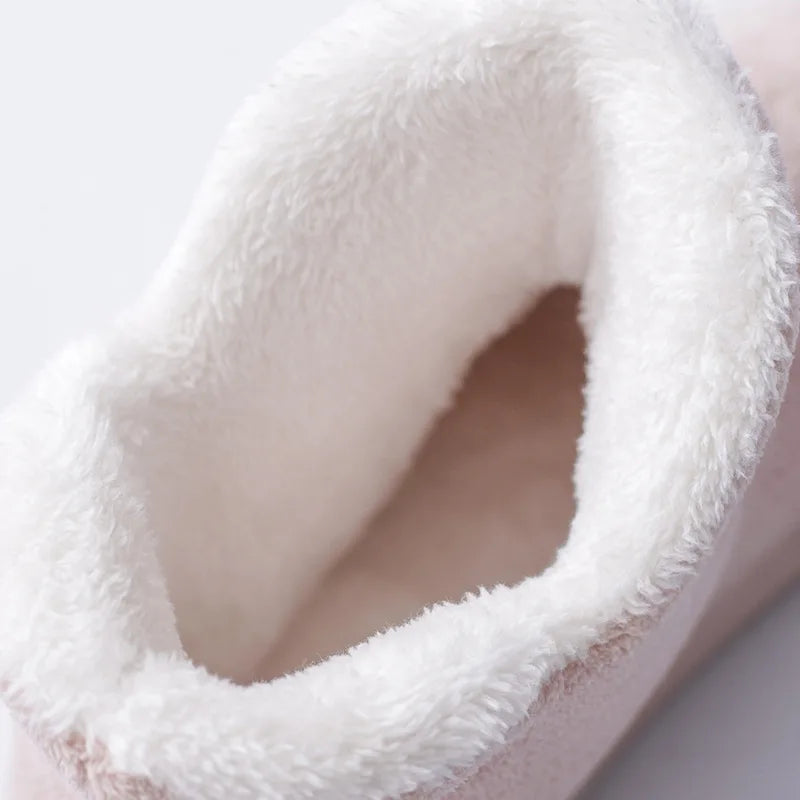 Ingvn  Women Winter Slippers Warm Plush Slip-on Couples Home Floor Shoes Anti-slip Comfortable Flats Female Soft Faux Fur Boots