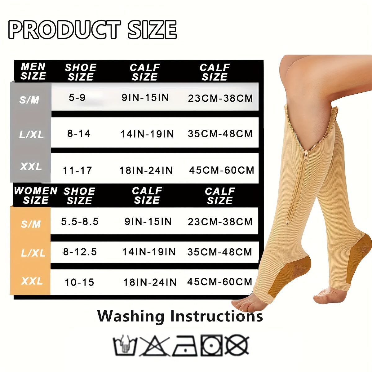 2 Pairs Compression Socks For Running, And Athletics - Open Toe, Zipper Closure, Thermal