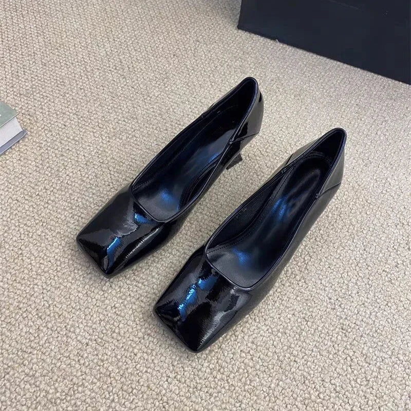 Ingvn  Luxury Designer Square Toe Women Mary Jane Shoes Fashion Shallow Slip On Shoes Autumn Ladies Career Dress Pumps