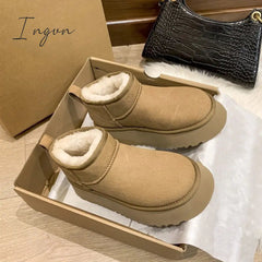 Ingvn - 2023 Sheepskin Wool Comprehensive Anti-skid Snow Boots Women's Mini Short Boots Warm Winter Thickened Women's Shoes Botas Mujer