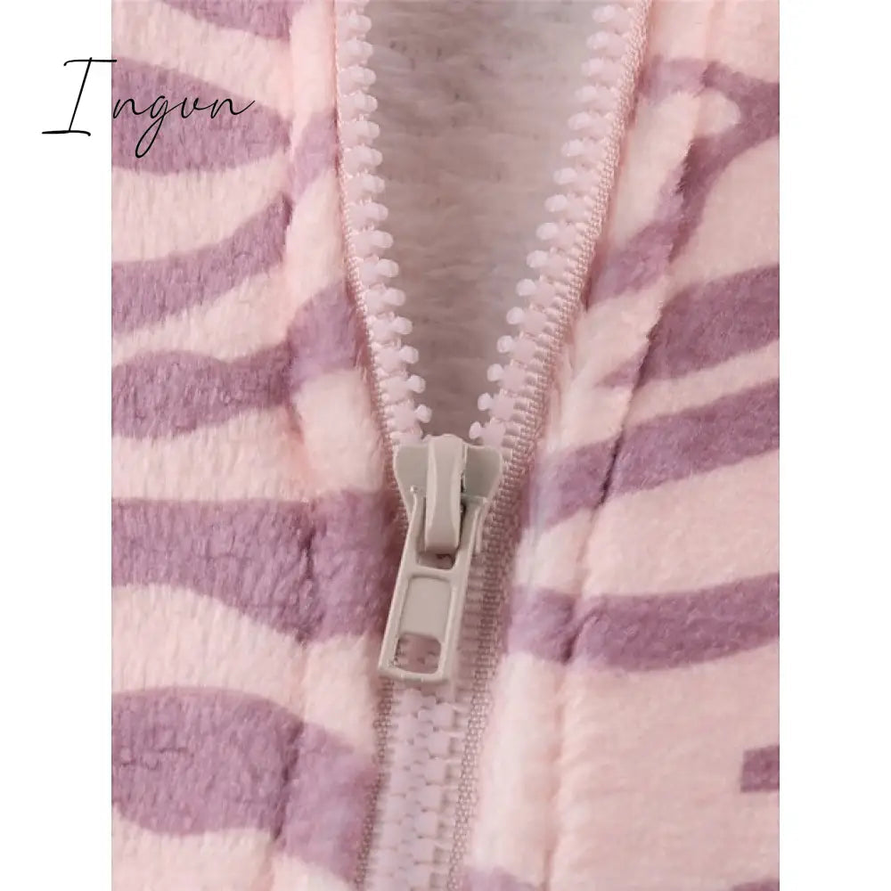 Ingvn - Women's Pajamas Jumpsuit Leopard Star Warm Comfort Plush Home Christmas Flannel Warm Breathable Hoodie Long Sleeve Pocket Fall Winter Leopard Print Moon blue
