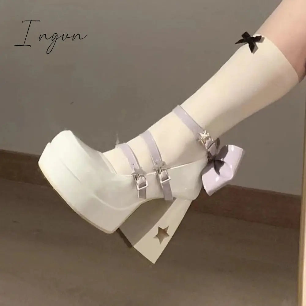 Ingvn - Y2k Chunky Platform High Heels Pumps Women 2023 Spring Punk Thick Heel Mary Jane Lolita Shoes Woman Patent Leather Cosplay Shoes