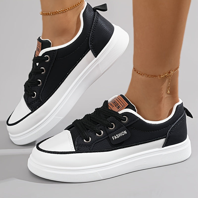 Women's Simple Sneakers, Casual Lace Up Outdoor Shoes, Women's Comfortable Low Top Shoes Plus Size