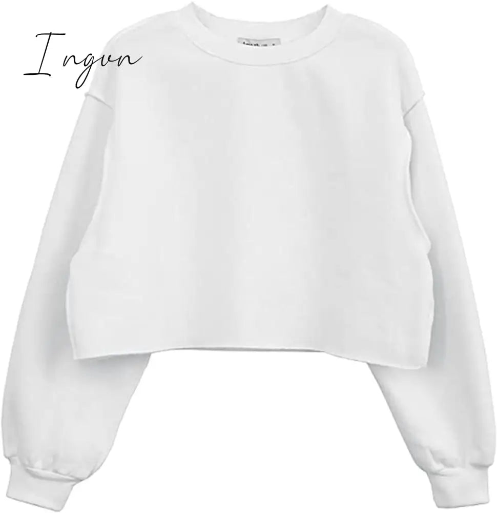 Ingvn - Thick Cotton Oversized Women Sweatshirt Hoodies Casual Loose Long Sleeve Harajuku Streetwear Crop Pullover Plus Size Ropa Mujer