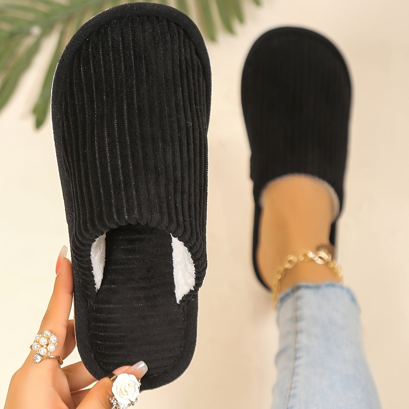 Ultra Cozy Plush Slippers - Soft, Warm, Closed-Toe, Fuzzy, Anti-Slip Sole, Indoor Shoes for Cold Winter Days - Perfect for Lounging Around the House