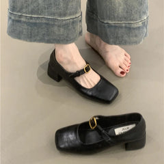 Ingvn  Retro Style JK Women Mary Jane Shoes Fashion Shallow Butterfly-knot Leather Shoes Autumn Ladies Dancing Party Prom Pumps