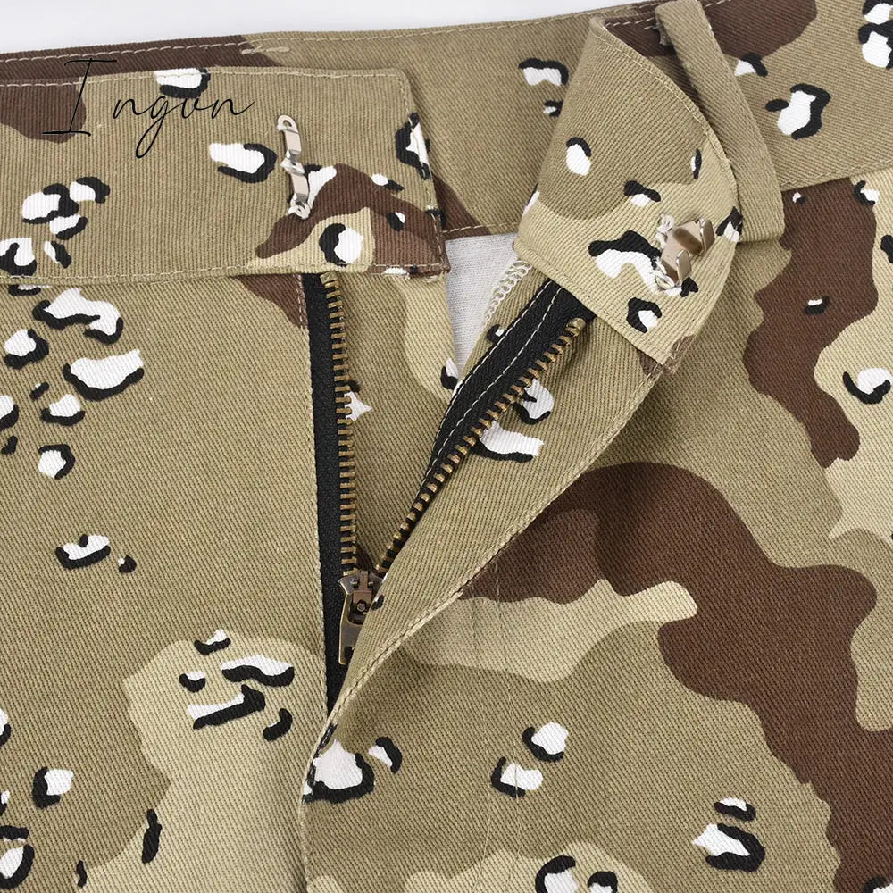 Ingvn - Womens Fashion Trendy Camouflage Mini Skirts for Women Korean Fashion Pockets Zipper Bottoms Harajuku Streetwear Y2k Vintage Clothes